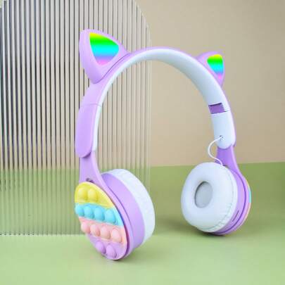 Cuffie senza fili over-ear, design retrattile e pieghevole, regalo per donne, ideali per lezioni online, sollievo dallo stress, stereo HiFi con bassi,