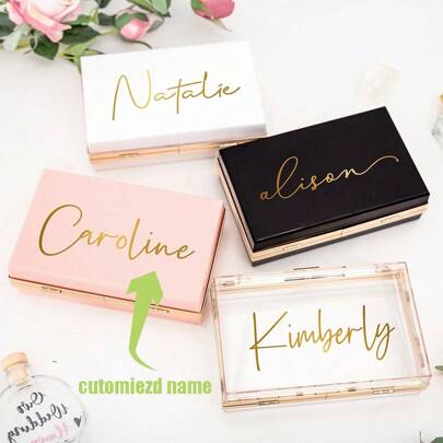 1 pezzo Borsa clutch quadrata in plexiglass trasparente personalizzata con catena in metallo rimovibile, regalo per damigelle e migliori amiche, regal