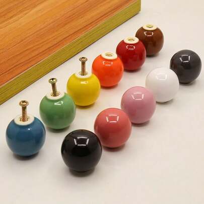 10 x pomelli per porte e cassetti in ceramica colorata in stile vintage, pomelli per cassetti rotondi da 33 mm, pomelli per mobili, pomelli per porte,
