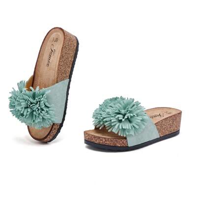 JOMIX Ciabatte da donna con fondo spesso e sandali con zeppa e fiocco, suola in sughero, sandali aperti, pantofole slip-in