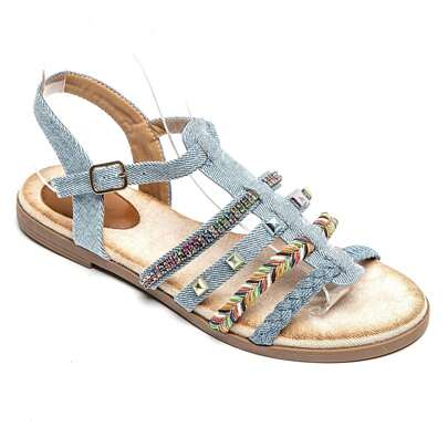 Sandali piatti bohèmes à brides fantaisie multicolores et strass