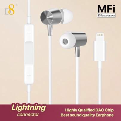1 confezione di auricolari cablati EarPods con connettore Lightning, certificati MFi da Apple, con telecomando integrato per il controllo della musica