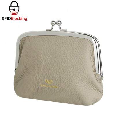 Royal Bagger RFID Coin Borse per le donne, Fashion Kiss Lock Change Pouch, Doppia Clip Key Card Storage Bag