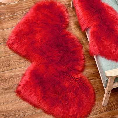 1 Tappeto Rosso A Forma Di Cuore In Peluche, Tappeto Di Soffici Fili In Acrilico Per La Casa, Decorazione Della Stanza