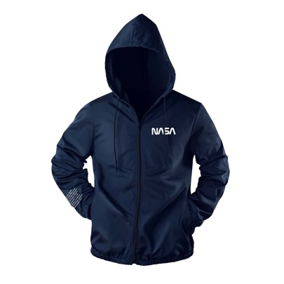 uomo Giacche con grafica slogan con zip con coulisse con cappuccio