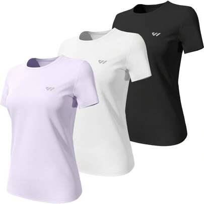 Wulibike Tee Shirt Femme 3 ou 5,Respirant Tenue de Sport,Séchage Rapide T-shirt e top de Sport,Anti-UV, Confortevole e Ajusté