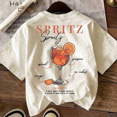 Maglietta casual da donna a manica corta, girocollo, stile retrò, con scritta "Aperol Spritz Is Always The Answer", disponibile anche in taglie comode