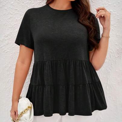 Taglie Forti Top in maglia variegata smock