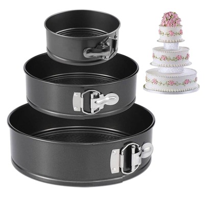 Set di stampi per torte da 3 pezzi - Set di teglie con fondo rimovibile in acciaio al carbonio - Durevole, resistente - Teglie da forno multiuso