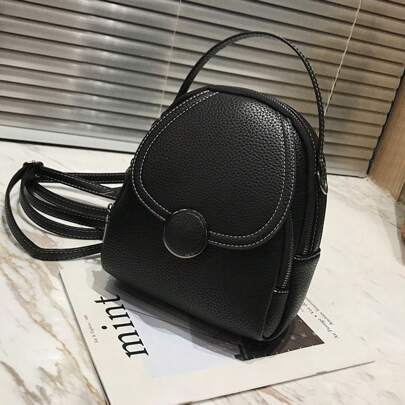 1 pezzo Zaino funzionale nero con cerniera decorativa in metallo, può essere usato come borsa a spalla o borsa a tracolla, adatto per occasioni casual