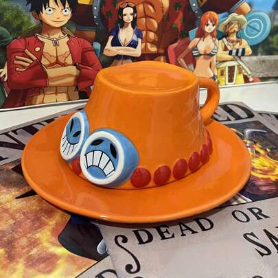 Tazza da caffè di novità Anime One Piece, articoli da regalo in ceramica Anime One Piece, tazza da caffè Anime con cappello Ace Sabo Chopper Straw Hat