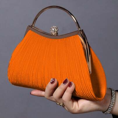 1 Elegante clutch da sera metallica decorata con cristalli scintillanti e glamour, adatta per feste di donne, matrimoni, cene, banchetti. La borsa per