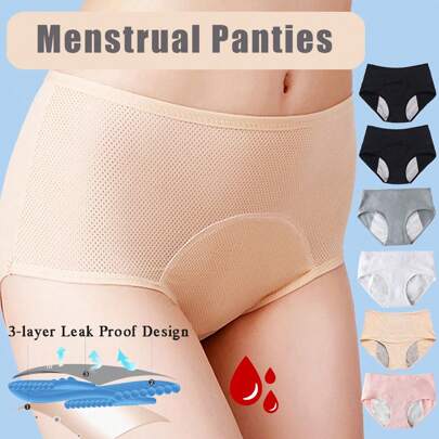 6 pezzi Mutande basic da donna per il ciclo mestruale, mutande di sicurezza per il periodo, mutande fisologiche traspiranti con pannello in rete senza