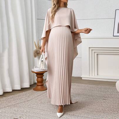 Abito con maniche a poncho donna incinta SHEIN, elegante, colore tinta unita, minimalista, casual