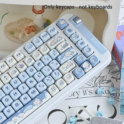 Keycaps sferici ad alto profilo MOA, keycaps in PBT con stampa a sublimazione, con design a cartoni animati carini come gattino, cucciolo, fragola, co