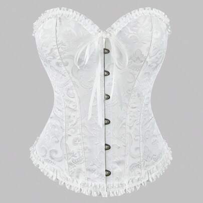 1 pezzo Corsetto vintage da donna con pizzo ricamato, lacci posteriori, cincher vita, supporto addominale, indumenti ossei per festa serale, abito da