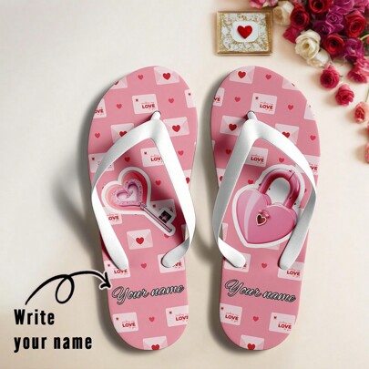Infradito personalizzati per coppie, design con nome personalizzato, motivi a lucchetto e cuore, regalo romantico per San Valentino, sandali personali