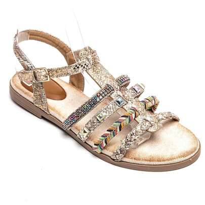 Sandali piatti bohèmes à brides fantaisie multicolores et strass