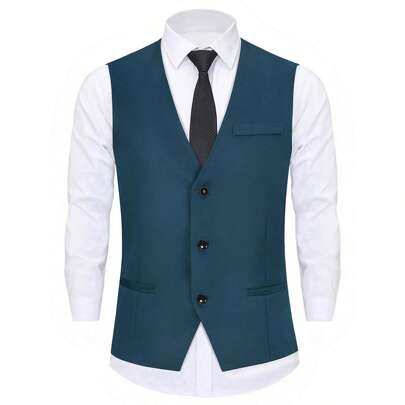 Gilet da uomo di vestibilità slim per abiti da cerimonia, senza stiro, abiti da cerimonia formali, outfit per testimoni di nozze