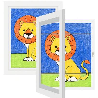 1 pezzo Cornice per disegni per bambini formato A4, in legno montata a parete, con copertura magnetica trasparente per riporre e esporre disegni, scar