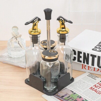 Set di barattoli in vetro per condimenti, olio, sale, all'europea stile minimalista nordico, porta salsa di soia e aceto, grande capacità, sigillati,