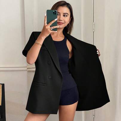 Maglietta casual con grafica di vecchie monete, manica corta, taglio morbido, per donna. Blazer donna, primavera ed estate