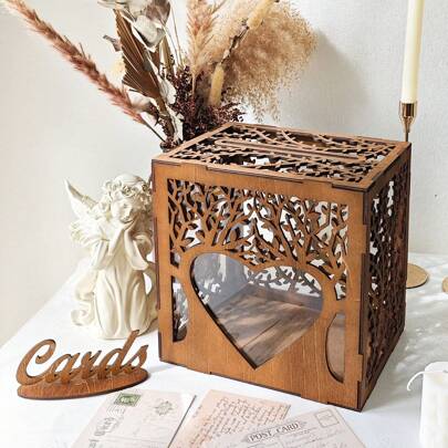 Scatola per biglietti da regalo per matrimonio con finestra in acrilico, scatola in legno per biglietti da regalo per decorazioni matrimonio, ricevime
