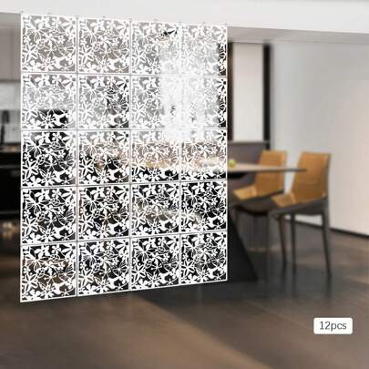 Futchoy 12pcs Hollow Floral Partition Wall Hanging Screen Room Divider Home Wall Decalcomania