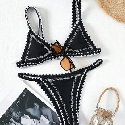 Costume da bagno bikini a triangolo perizoma con cucitura