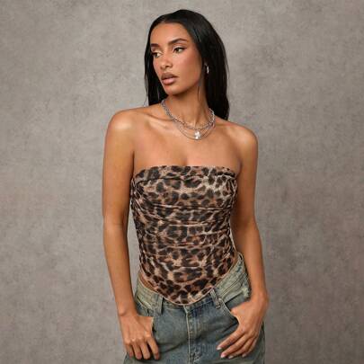 Canotta a tubo sexy con stampa leopardata, abbigliamento da concerto country, outfit da concerto per donna, abbigliamento bohémien da donna, vestiti n