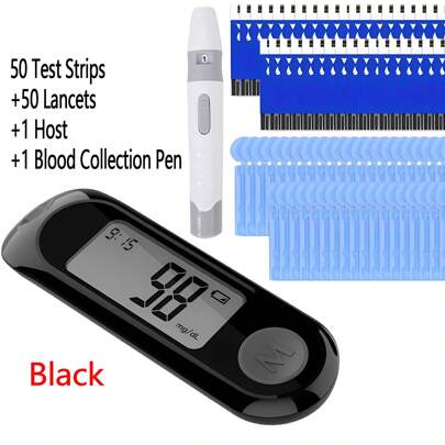 Kit per il test del diabete, misuratore di lancetta per il diabete, misuratore di glicemia, kit per il monitoraggio della glicemia con 50 strisce reat