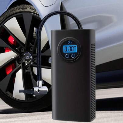 Gonfiatore di pneumatici, compressore d aria portatile, mini pompa d aria ricaricabile portatile con manometro digitale, funzione di gonfiaggio rapido