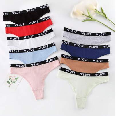 9 pezzi/confezione Slip donna ad alta elasticità - Biancheria intima a tanga morbida, traspirante ed elastica di colore tinta unita - Lingerie comoda,