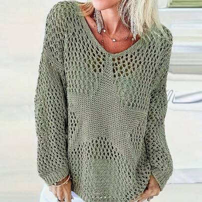 Maglione estivo lavorato a maglia lasco e traforato