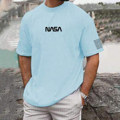 T-shirt D'été Décontracté Pour Homme Avec Impression De Lettres, Taille Plus