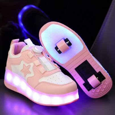 scarpi sportivi con ruote Heelys a LED ricaricabili USB, 7 colori lampeggianti, che brillano al buio, adatte per bambini, ragazzi e ragazze, studenti