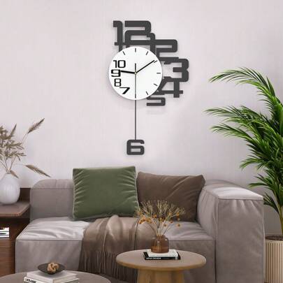 1 pezzo Orologio da parete decorativo, orologio da parete a pendolo per la cucina, orologio da parete grande 24*41 - 33*56cm, orologio decorativo, ope