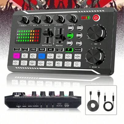 Mixer audio per scheda audio F998, interfaccia audio per podcast con microfono BN800, effetto di missaggio DJ, dispositivo per podcast con batteria da