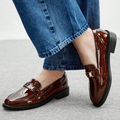 Mocassini piatti da donna con punta tonda, scarpe casual oxford color cammello, scarpe da lavoro piatte, scarpe con profonda apertura, slip-on