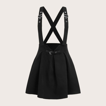Gonna pinafore con occhielli e incrocio, per la scuola