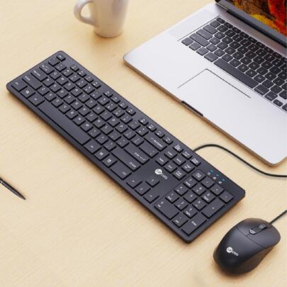 Lenovo cablata Tastiere e Mouse combo USB numerico regolabile inclinare gambe ottico a cavo Mouse computer Tastiere compatibile con PC , Laptop ( nero