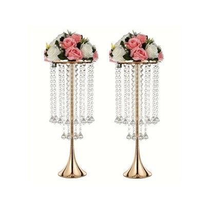 2 pezzi Supporto da appendere per fiori in acrilico con perline, 21,88 piedi di altezza, placcatura elettrolitica, portafiori da tavolo da pranzo, dec