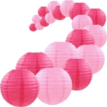 20 pezzi di lanterne di carta Partiazoo, lanterne di carta rosa, lanterne di carta decorative rosa chiaro e fucsia per matrimoni, feste di compleanno,