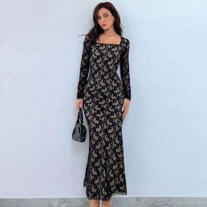Robe Moulante Femme En Dentelle À Queue De Poisson