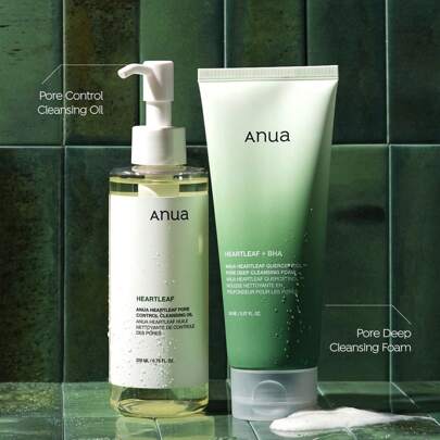 Olio detergente Heartleaf Pore Control 200 ml e schiuma detergente Heartleaf Quercetinol Pore Deep Cleansing Foam 150 ml