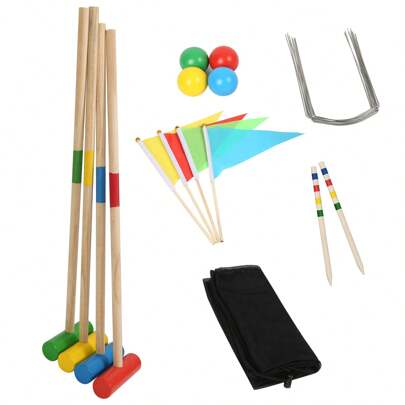 Gioco di croquet in legno per 4 giocatori per uso esterno set completo di giochi in legno