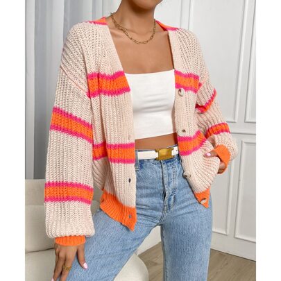 Cardigan color block spalle cadenti