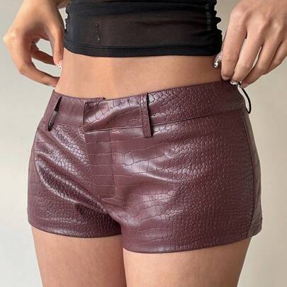 Minigonna super corta in pelle PU vintage e sexy da donna