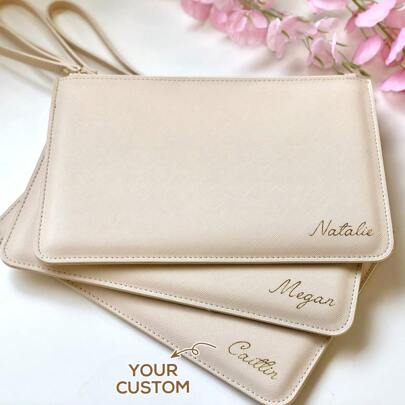 Borsa clutch personalizzata con nome, regalo personalizzato per damigella d'onore, regalo per la sposa, regalo per la madrina, regalo per lei, regalo