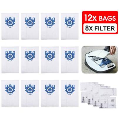 12 sacchetti per aspirapolvere per i modelli Miele 3D GN COMPLETE C2 C3 S2 S5 S8 S5211